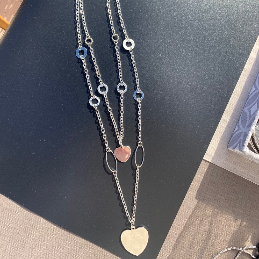 Double chain heart chain necklace